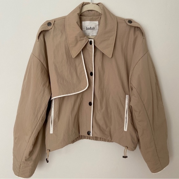 ba&sh Korence Cropped Trench Coat Beige size XS Cotton Utility Minimalist - Picture 5 of 14